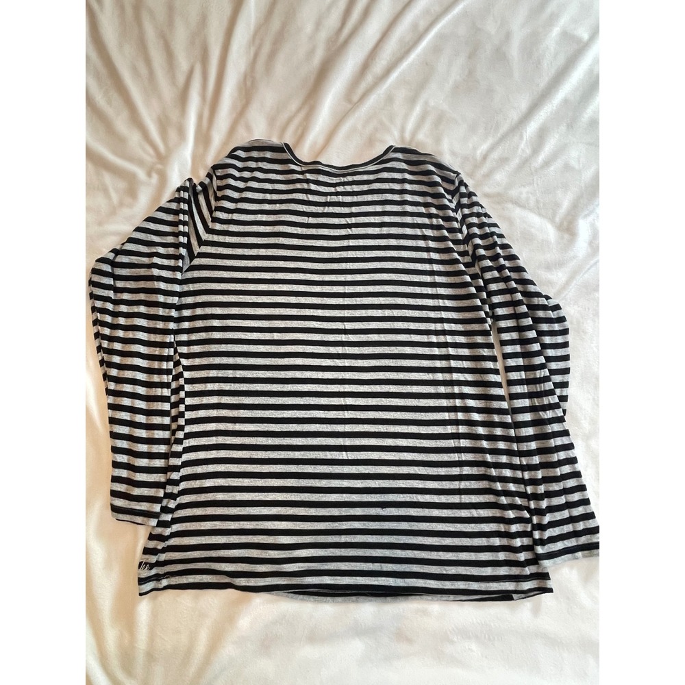 White Cross Wear It Live It Womens XXL Striped Long Sleeve Tee Black Gray T208 - Picture 8 of 9